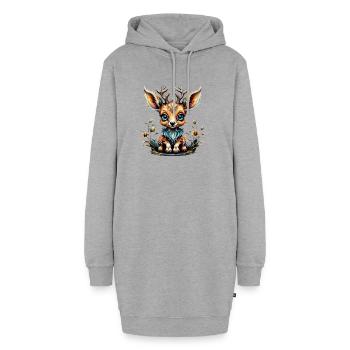 Niedliche Hirsche im Stil von Cartoons. - Hoodie-Kleid - Grau meliert - Vorne