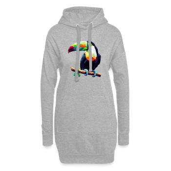 Toucan polygonal - Sweat-shirt à capuche long Femme - gris chiné - Devant