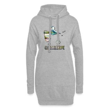 Carte aquarelle Guadeloupe - Sweat-shirt à capuche long Femme - gris chiné - Devant