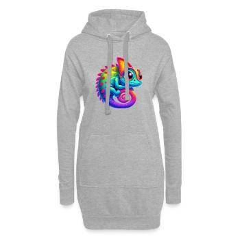 Caméléon - Sweat-shirt à capuche long Femme - gris chiné - Devant
