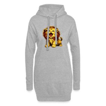 Chat Lion - Sweat-shirt à capuche long Femme - gris chiné - Devant