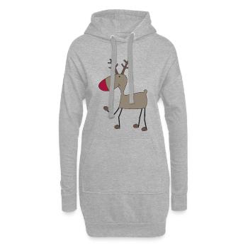 Rentier zu Weihnachten - Hoodie-Kleid - Grau meliert - Vorne