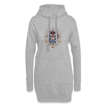 Atemberaubender Wolfskopf - Hoodie-Kleid - Grau meliert - Vorne