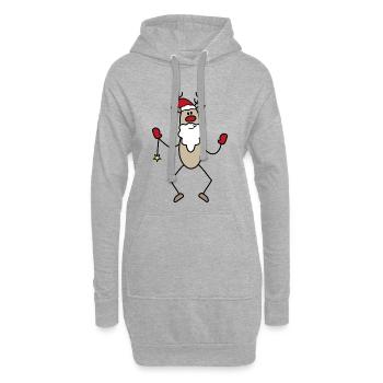 Lustiger Weihnachtsmann - Hoodie-Kleid - Grau meliert - Vorne
