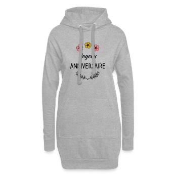 1. 1 AN. 1er ANNIVERSAIRE. ANNIVERSAIRE 1 AN - Sweat-shirt à capuche long Femme - gris chiné - Devant