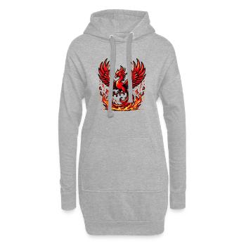 Phénix rouge - Sweat-shirt à capuche long Femme - gris chiné - Devant