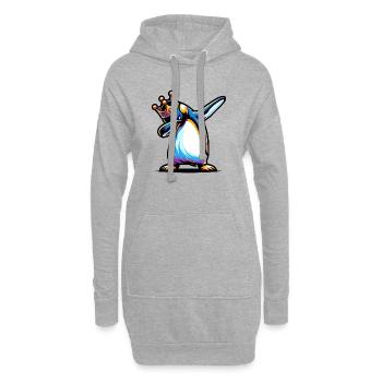 Dabbing Manchot royal - Sweat-shirt à capuche long Femme - gris chiné - Devant