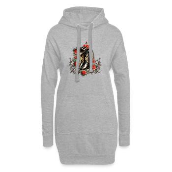Cowboy-Herzen: Ein Gedicht über Stiefel und Blumen. - Hoodie-Kleid - Grau meliert - Vorne