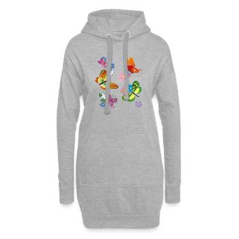Fleurs, Fleurs, Papillon - Sweat-shirt à capuche long Femme - gris chiné - Devant
