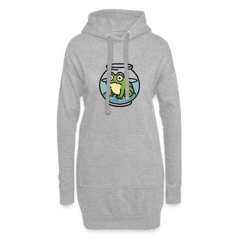 Grenouille dans un bol - Sweat-shirt à capuche long Femme - gris chiné - Devant