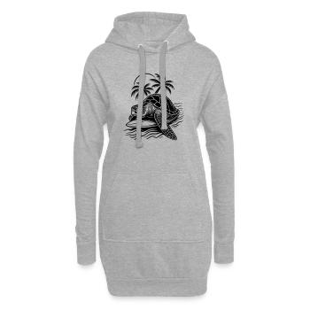 tortue de surf - Tropical Beach Design - Sweat-shirt à capuche long Femme - gris chiné - Devant