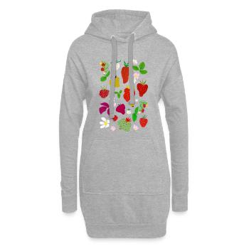 FRAISES - Sweat-shirt à capuche long Femme - gris chiné - Devant