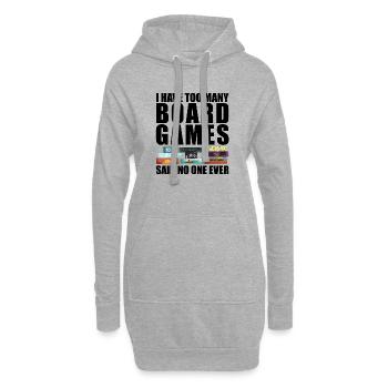 Ich habe zu viele Brettspiele - lustiger Spruch - Hoodie-Kleid - Grau meliert - Vorne