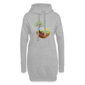Arbre de vie | Nature & Racines dans le Motif Cercle - Sweat-shirt à capuche long Femme - gris chiné - Devant