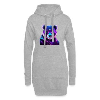 Cyberpunk Panda mit Neonbrille - Hoodie-Kleid - Grau meliert - Vorne