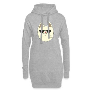 Chat cool avec des lunettes de soleil illustration - Sweat-shirt à capuche long Femme - gris chiné - Devant