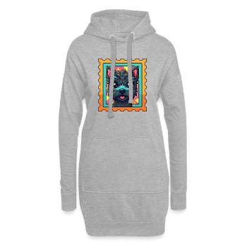 Caricature colorée de chiens terriers sur timbre-poste - Sweat-shirt à capuche long Femme - gris chiné - Devant