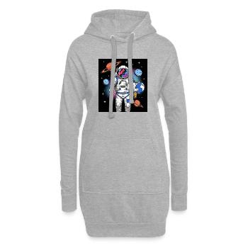 Astronaute de l’espace avec cosmos planétaire - Sweat-shirt à capuche long Femme - gris chiné - Devant