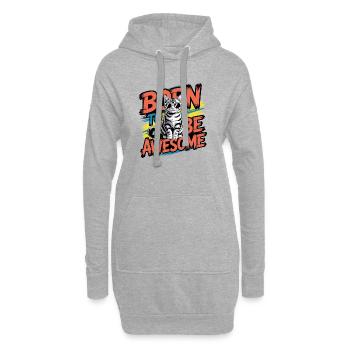 Born To Be Awesome Cool Cat - Hoodie-Kleid - Grau meliert - Vorne