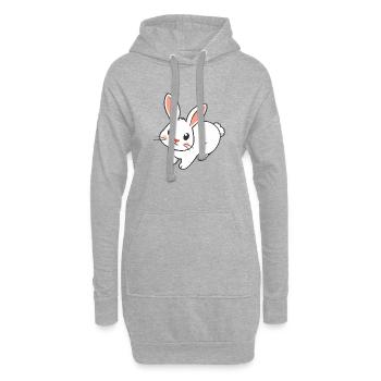 Süßer und schelmischer Hase für Kleidung - Hoodie-Kleid - Grau meliert - Vorne