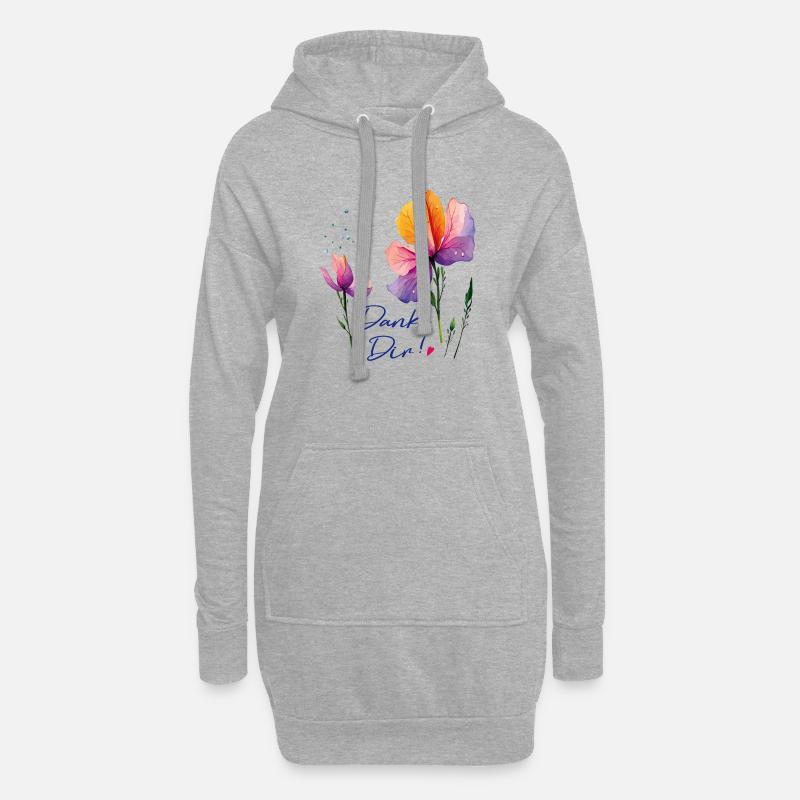  Danke Dir - Hoodie-Kleid - Grau meliert