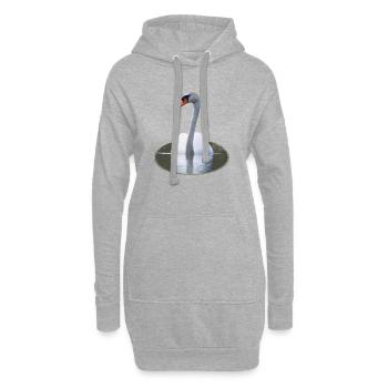 Eleganter Schwan auf ruhigem Wasser - Hoodie-Kleid - Grau meliert - Vorne