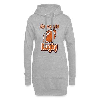 Humorvolles Rugby-Design mit Ball - Hoodie-Kleid - Grau meliert - Vorne