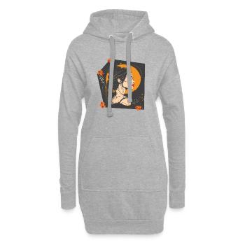Frauengesicht - Hoodie-Kleid - Grau meliert - Vorne