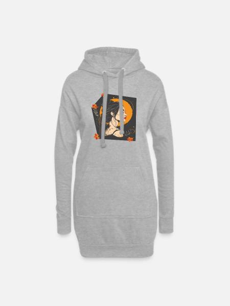 Visage de femme - Sweat-shirt à capuche long Femme - gris chiné