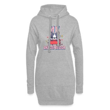 My Antidepressor Bouledogue Français Humour Chien - Sweat-shirt à capuche long Femme - gris chiné - Devant