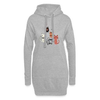 Verspielte Katzen - Hoodie-Kleid - Grau meliert - Vorne