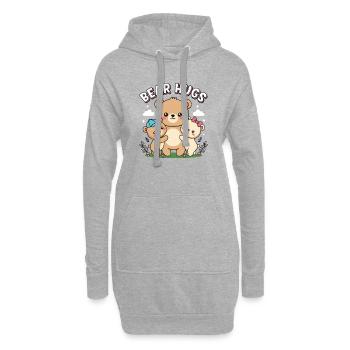 Entzückende Bär umarmt Cartoon Design - Hoodie-Kleid - Grau meliert - Vorne