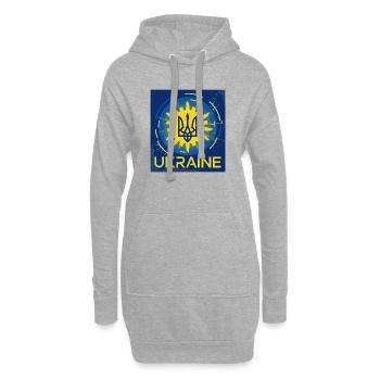 Lebendiges ukrainisches Emblem T-Shirt-Design - Hoodie-Kleid - Grau meliert - Vorne