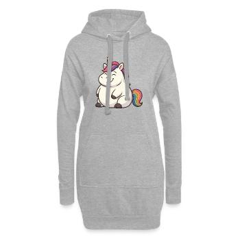 Lustiger Einhorn Cartoon-Design - Hoodie-Kleid - Grau meliert - Vorne