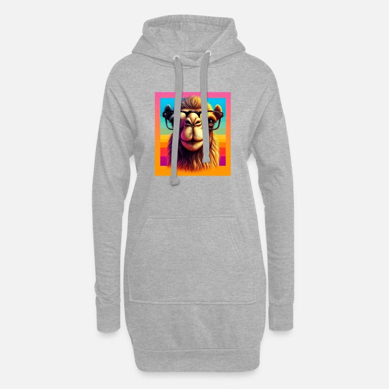 Kamel - Hoodie-Kleid - Grau meliert