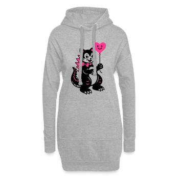 Chat Monstre Rose - Sweat-shirt à capuche long Femme - gris chiné - Devant