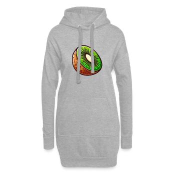 Kiwi éclat cartoon vert et brun - Sweat-shirt à capuche long Femme - gris chiné - Devant
