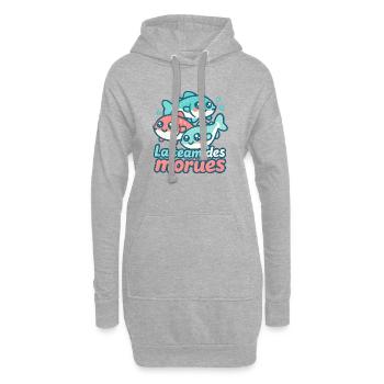 La team des morues kawaii - Sweat-shirt à capuche long Femme - gris chiné - Devant