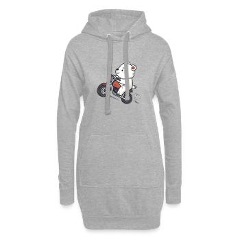 Eisbär Biker Retro Motorrad - Hoodie-Kleid - Grau meliert - Vorne