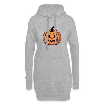Citrouille Jack-o'-lantern Orange Noire - Sweat-shirt à capuche long Femme - gris chiné - Devant