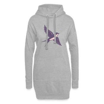 Pastelllila Kolibri schlanke Flügel - Hoodie-Kleid - Grau meliert - Vorne