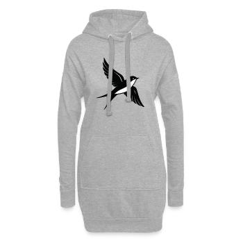 Hirondelle Noire en Vol Minimaliste - Sweat-shirt à capuche long Femme - gris chiné - Devant