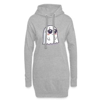 Ghost Chic Schwarze Cartoon-Brille - Hoodie-Kleid - Grau meliert - Vorne