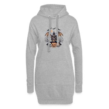 Haunted House Night Kürbisse - Hoodie-Kleid - Grau meliert - Vorne