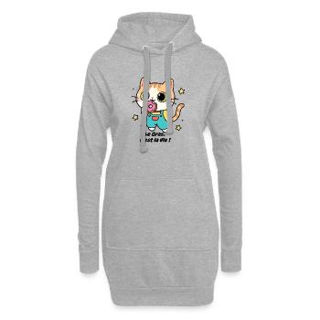 Gourmet-Donuts für Kätzchen, das Fett, es ist das Leben! - Hoodie-Kleid - Grau meliert - Vorne