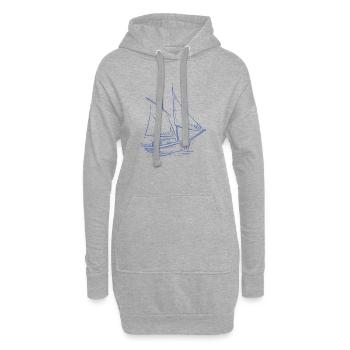 voilier minimaliste voilier marin de mer - Sweat-shirt à capuche long Femme - gris chiné - Devant
