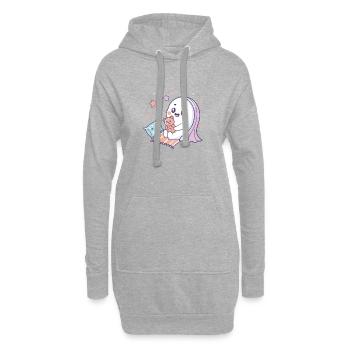 Fantôme kawaii nuit étoilée - Sweat-shirt à capuche long Femme - gris chiné - Devant