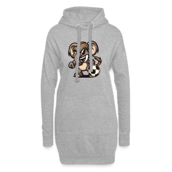 éléphant football football bande dessinée - Sweat-shirt à capuche long Femme - gris chiné - Devant