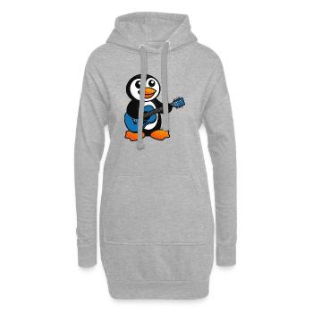 pingouin drôle avec guitare musicien de dessin animé - Sweat-shirt à capuche long Femme - gris chiné - Devant