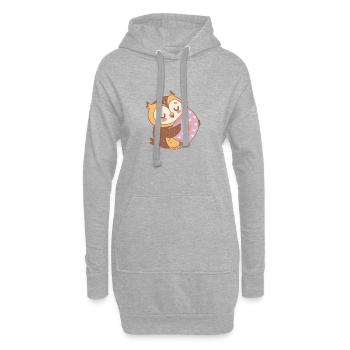 Hibou Doux Étreinte Cœur - Sweat-shirt à capuche long Femme - gris chiné - Devant